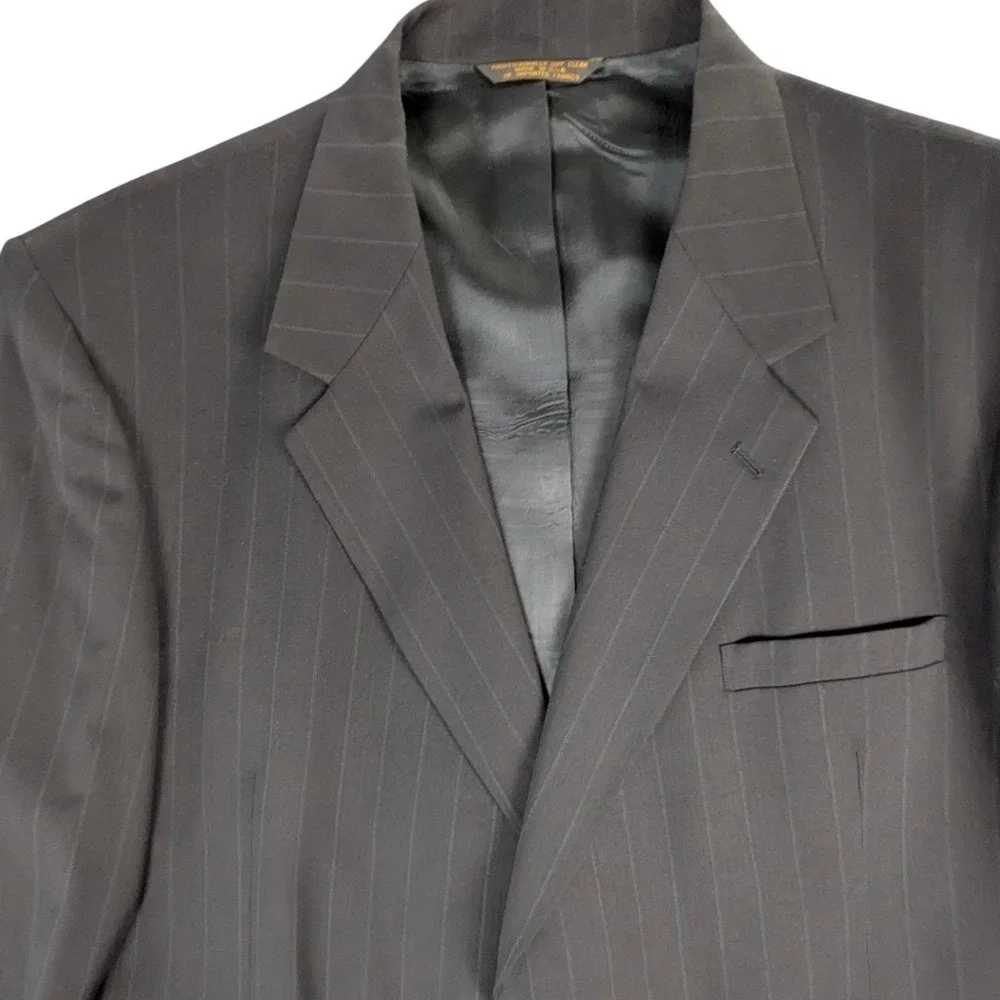 Botany 500 Couture Mens 52R Pinstripe Suit Charcoal Gray Wool Blend 2-Piece USA